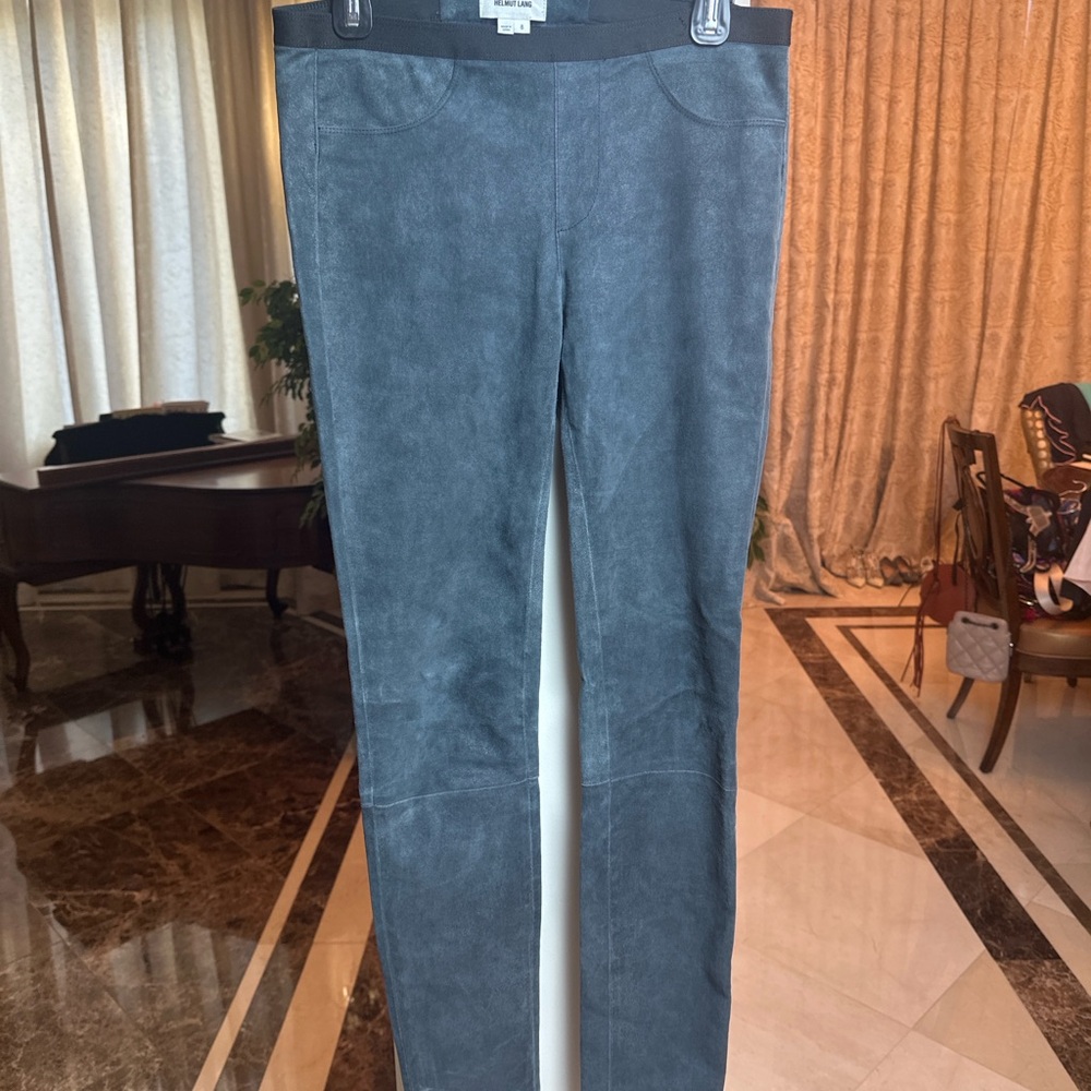 Helmut Lang Real Suede Leggings | Stretch Leather Pants | Designer Luxury - Picture 2 of 11